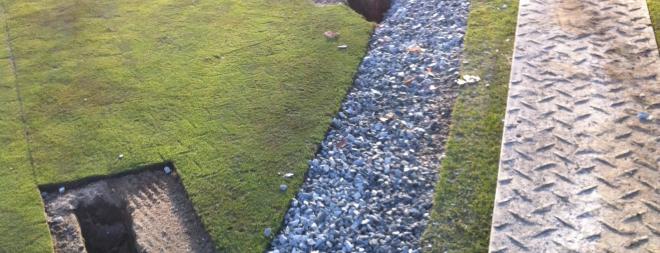 Finished drain trench prior to sodding